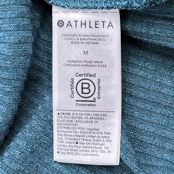 Athleta Harmony Pose Wrap Cardigan with Hood in Green Vista Teal Size M - Picture 12 of 12